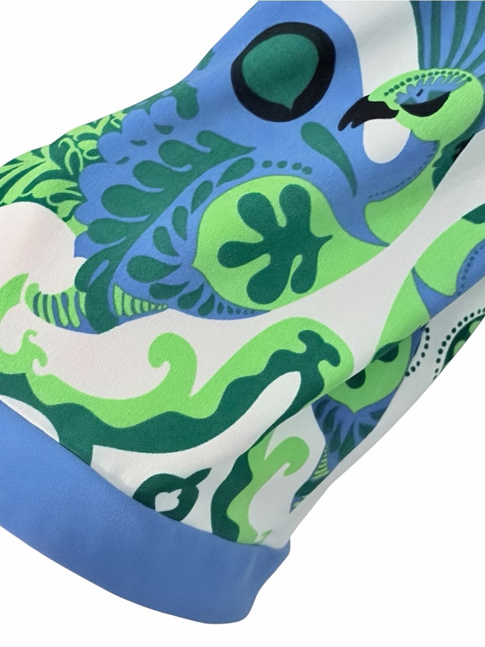Laundry by Shelli Segal Peacock Print Tunic Shift Dress Blue Green 3/4 Sleeve M - Picture 3 of 8